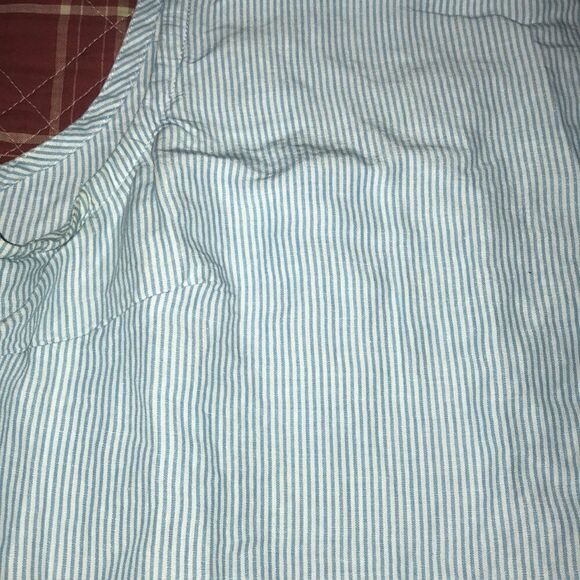 3/$15 Elisabeth grace thin Striped blue sleeveless top peplum keyhole size XL - Picture 3 of 8